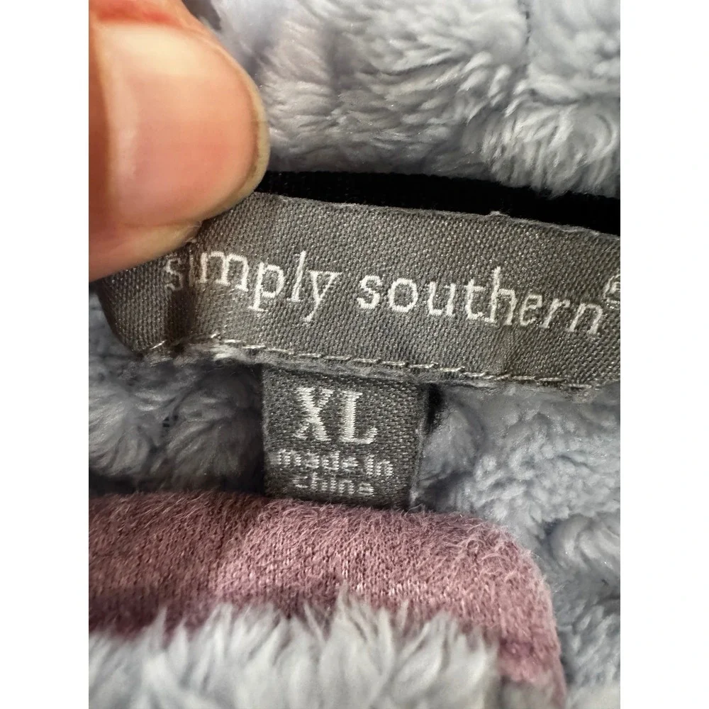 Simply Southern Women XL Sherpa Pullover Blue Mauve Pink Quarter Snap Fleece